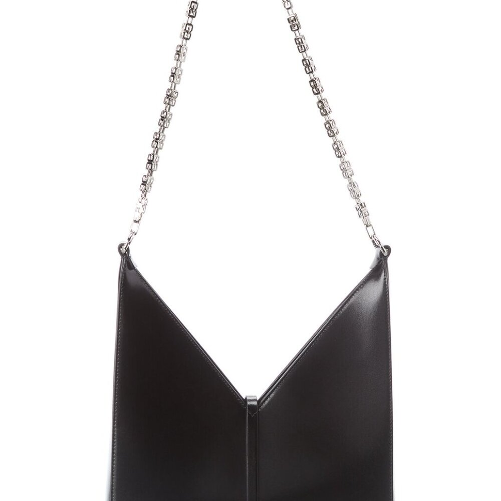 GIVENCHY Cut Out Small Leather Shoulder Bag Black Leather Like New - Picture 2 of 10